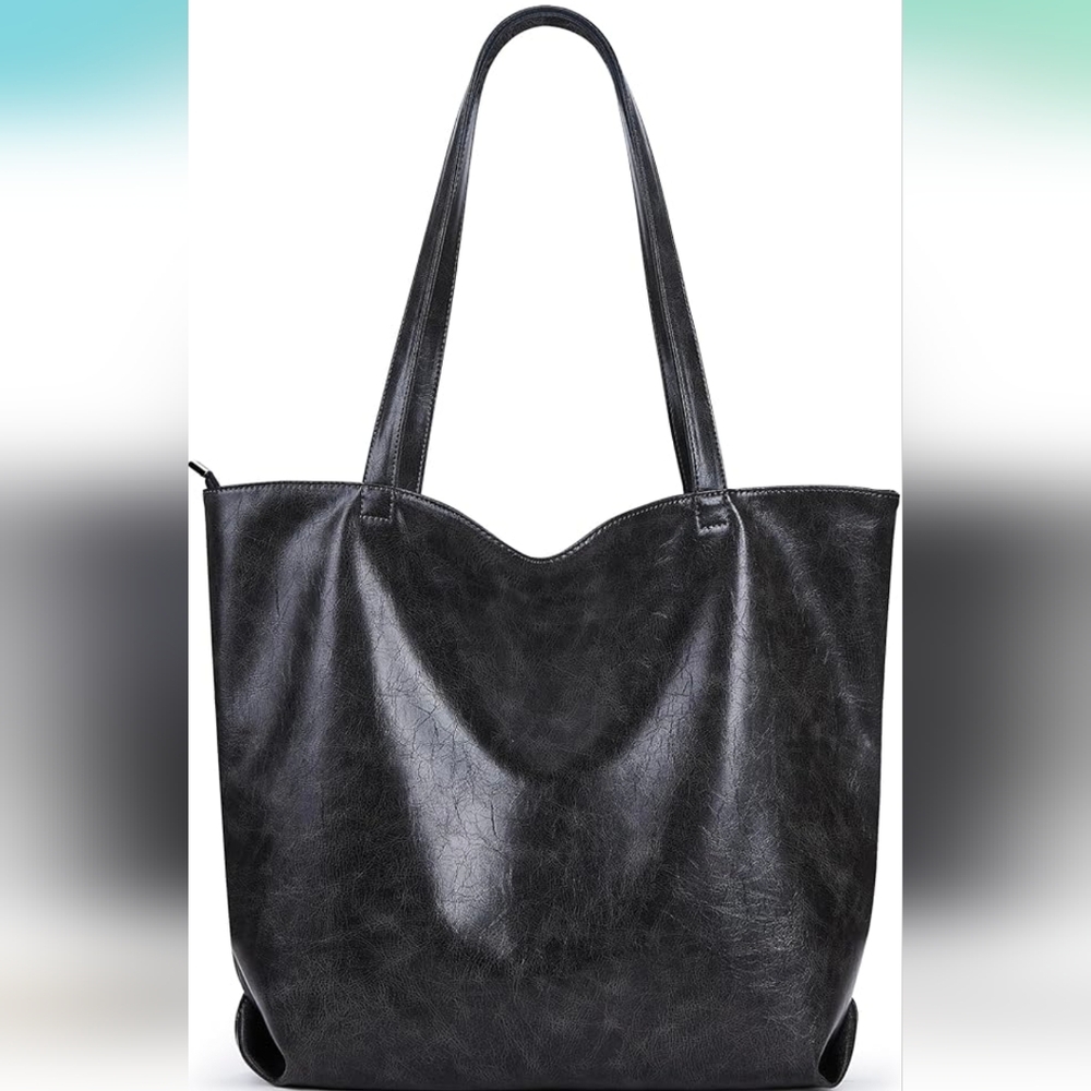 Chic Black PU Leather Tote Bag